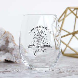 Vaso De Vino Personaliza el libro floral con brillo ligero