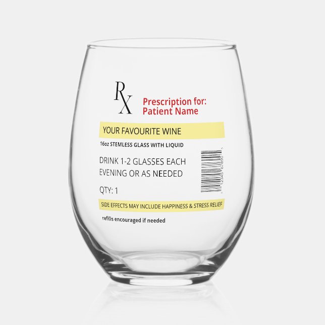 Vaso De Vino Personalizable de vidrio para vino de novedad (Anverso)