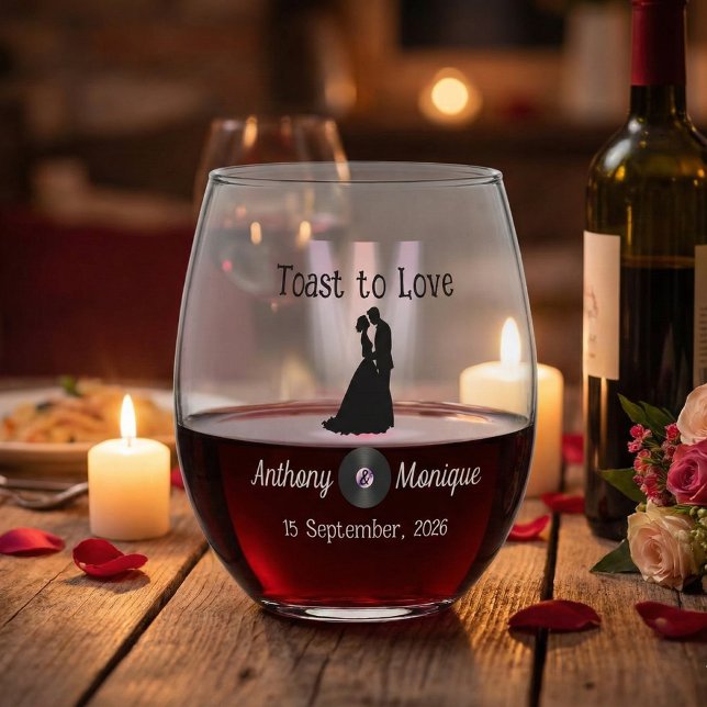Vaso De Vino Personalizable Disco Boda (Subido por el creador)