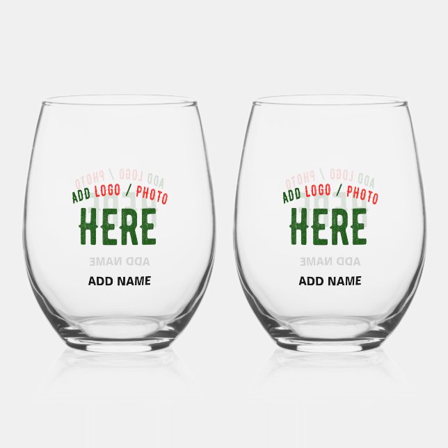 VASO DE VINO PERSONALIZABLE MODERNO ESTILO CLARO VERIFICADO MAR (Anverso)