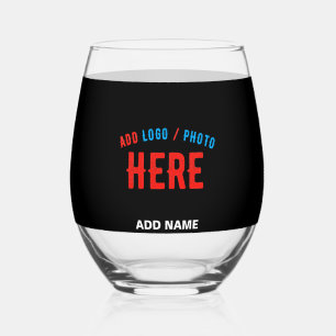 VASO DE VINO PERSONALIZABLE MODERNO ESTILO NEGRO VERIFICADO MAR