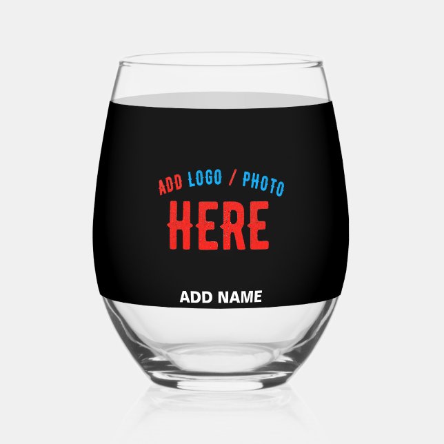 VASO DE VINO PERSONALIZABLE MODERNO ESTILO NEGRO VERIFICADO MAR (Anverso)