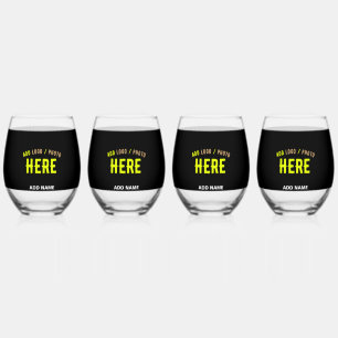 VASO DE VINO PERSONALIZABLE MODERNO ESTILO NEGRO VERIFICADO MAR