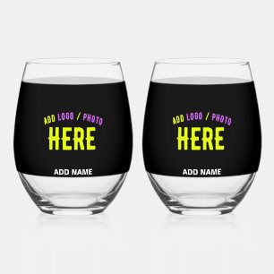 VASO DE VINO PERSONALIZABLE MODERNO ESTILO NEGRO VERIFICADO MAR