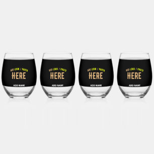 VASO DE VINO PERSONALIZABLE MODERNO ESTILO NEGRO VERIFICADO MAR