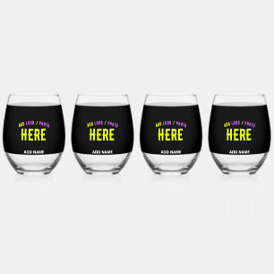 VASO DE VINO PERSONALIZABLE MODERNO ESTILO NEGRO VERIFICADO MAR