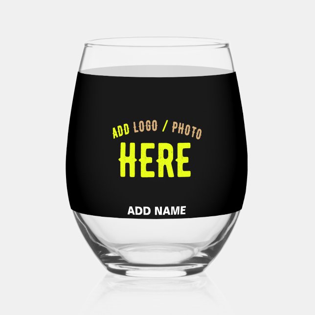 VASO DE VINO PERSONALIZABLE MODERNO ESTILO NEGRO VERIFICADO MAR (Anverso)
