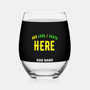 VASO DE VINO PERSONALIZABLE MODERNO ESTILO NEGRO VERIFICADO MAR
