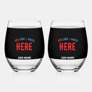 VASO DE VINO PERSONALIZABLE MODERNO ESTILO NEGRO VERIFICADO MAR