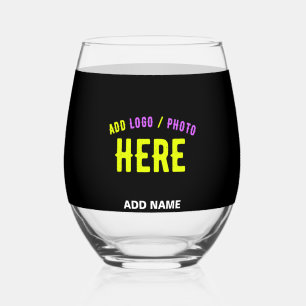 VASO DE VINO PERSONALIZABLE MODERNO ESTILO NEGRO VERIFICADO MAR