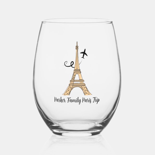 Vaso De Vino Personalizable París Viaje Moda Torre Eiffel (Anverso)