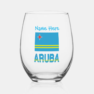 Vaso De Vino Personalización de Aruba y Azul de la Bandera de A