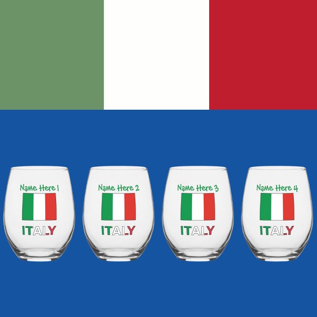 Vaso De Vino Personalización verde de la bandera italiana y la  (Subido por el creador)