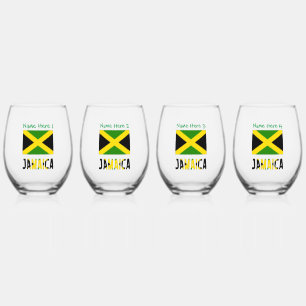 Vaso De Vino Personalización verde de la bandera jamaicana