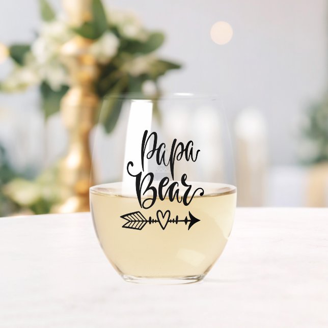 Vaso De Vino Personalizada la caligrafía tribal del oso del Pap (Insitu (Boda))