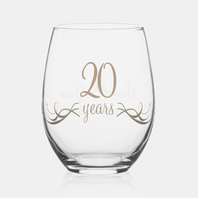 Vaso De Vino Personalizado 20° Aniversario Mantener regalo Pers (Anverso)