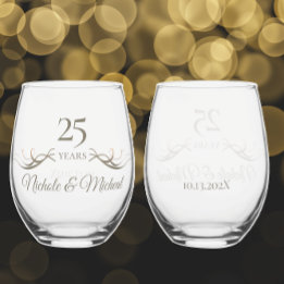 Vaso De Vino Personalizado 25º aniversario Keepsake Personaliza