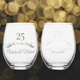 Vaso De Vino Personalizado 25º aniversario Keepsake Personaliza