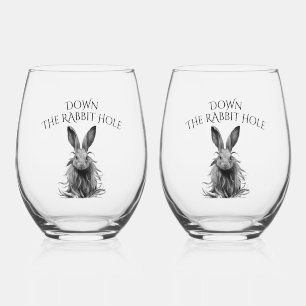 Vaso De Vino Personalizado abajo del conejo conejo conejo conej