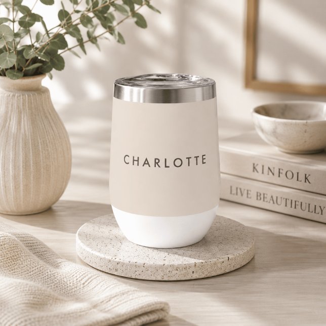 Vaso de vino personalizado beige moderno (Subido por el creador)