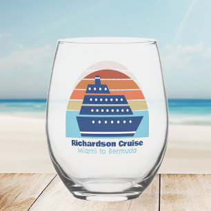 Vaso De Vino Personalizado Cruise Ship Trip Sunset Keepsake