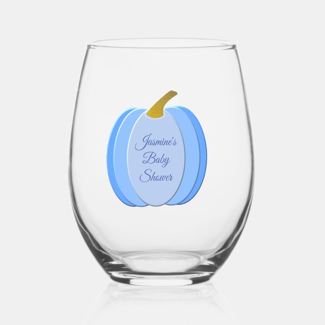 Vaso De Vino Personalizado de calabaza de bebé azul lindo Baby  (Anverso)