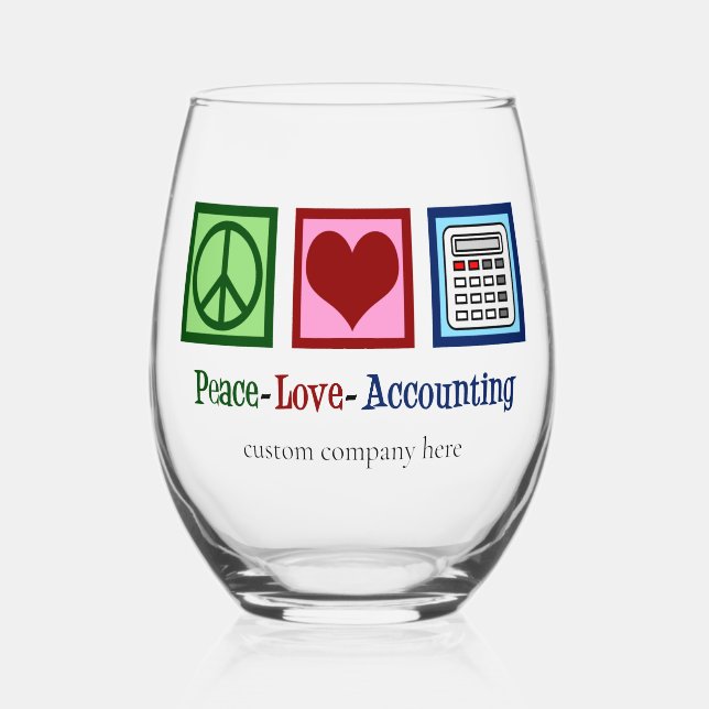 Vaso De Vino Personalizado de contabilidad de Peace Love (Anverso)