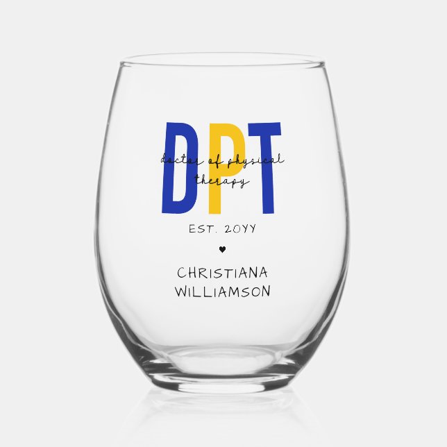 Vaso De Vino Personalizado de DPT Médica de Terapia Física (Anverso)