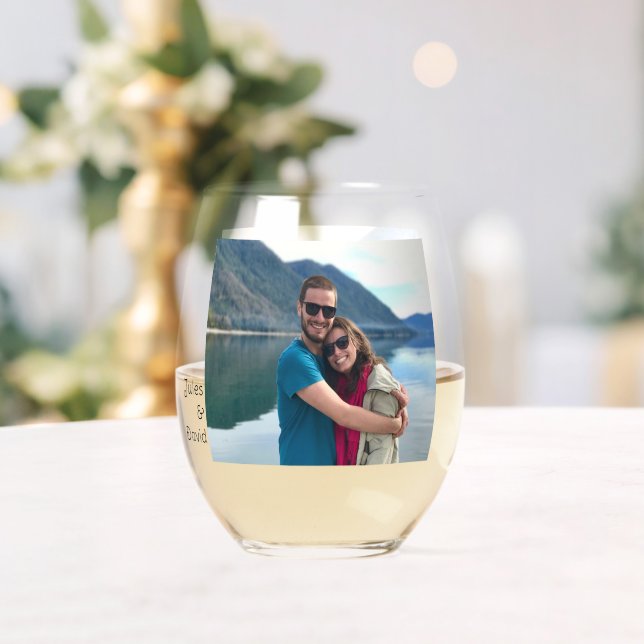 Vaso De Vino Personalizado de foto individual personalizado (Insitu (Boda))