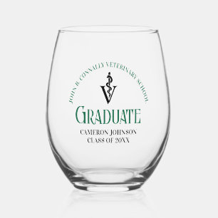 Vaso De Vino Personalizado de Graduación de la Escuela Veterina