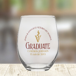 Vaso De Vino Personalizado de Graduación de la Escuela Veterina