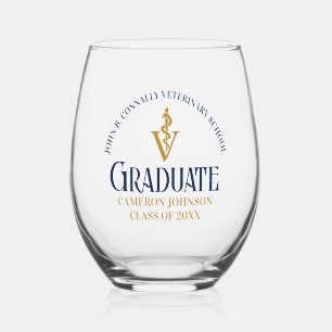 Vaso De Vino Personalizado de graduación de la Escuela Veterina