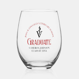 Vaso De Vino Personalizado de Graduación de la Escuela Veterina
