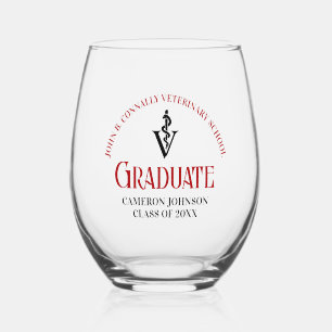 Vaso De Vino Personalizado de Graduación de la Escuela Veterina