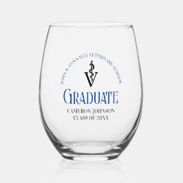 Vaso De Vino Personalizado de Graduación de la Escuela Veterina