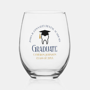 Vaso De Vino Personalizado de la Escuela Dental Azul de la Mari