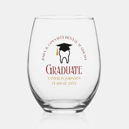 Vaso De Vino Personalizado de la Escuela Dental Maroon Graduaci