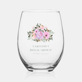 Vaso De Vino Personalizado de Lavanda Floral Acuarela para Desp