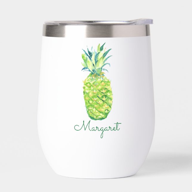 Vaso de vino personalizado de piña pintado a mano (Izquierdo)
