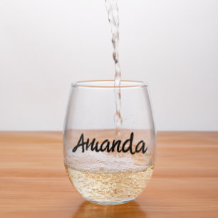 Vaso De Vino Personalizado de script de nombre de monograma
