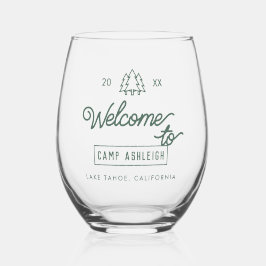 Vaso De Vino Personalizado del partido Bachelorette Theme Camp