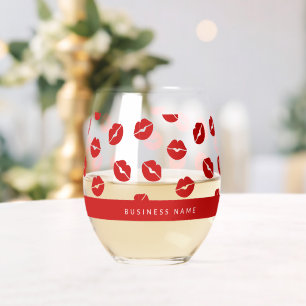 Vaso De Vino Personalizado del patrón de los labios rojos nombr
