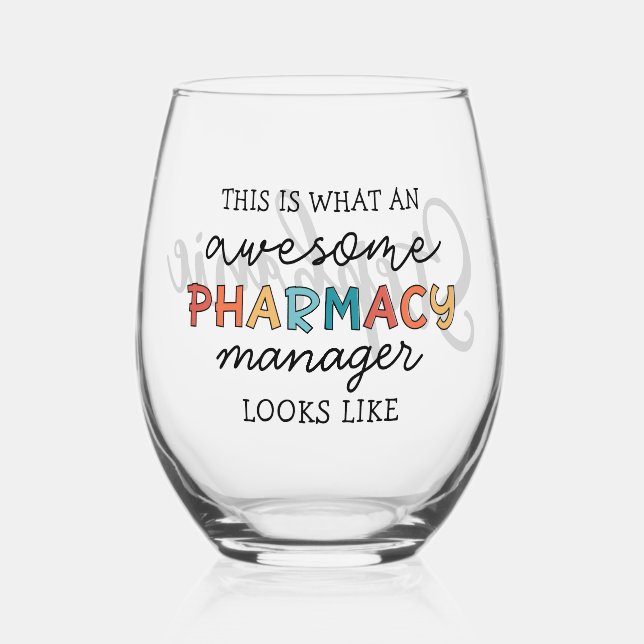 Vaso De Vino Personalizado Director de Farmacia Awesome Funny (Anverso)