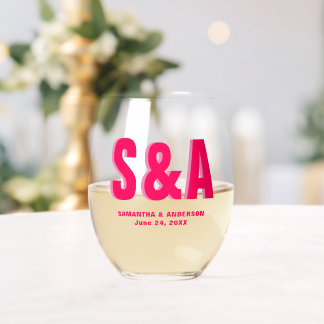 Vaso De Vino Personalizado Doble Sombra Monograma Favor de Boda