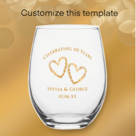 Vaso De Vino Personalizado el 40 aniversario del Boda del Coraz
