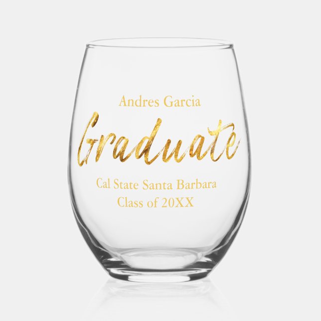 Vaso De Vino Personalizado Elegante Moderno Guión de Cepillo de (Anverso)