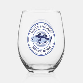 Vaso De Vino Personalizado Fish and Tackle Shop Blue Fishman