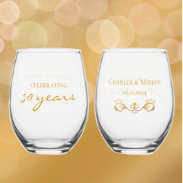 Vaso De Vino Personalizado Golden 50 Aniversario Keepsake Gift