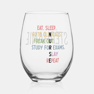 Vaso De Vino Personalizado Graciosa Estudiante de la Escuela de