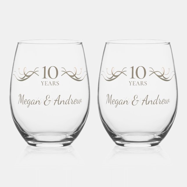 Vaso De Vino Personalizado Keepsake Las parejas nombran cualqui (Anverso)